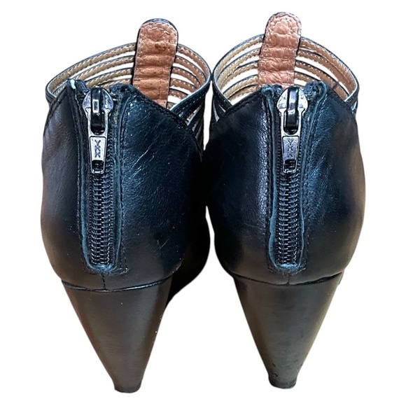 MIZ MOOZ Sloane Genuine Leather Black Cage Booties Back Zipper Round Toe US Sz 6 - Picture 6 of 10